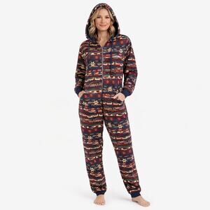 Fenty Forever Savage Hooded Sleeper Romper Jumpsuit Sz M Cognac Cabin Cutie